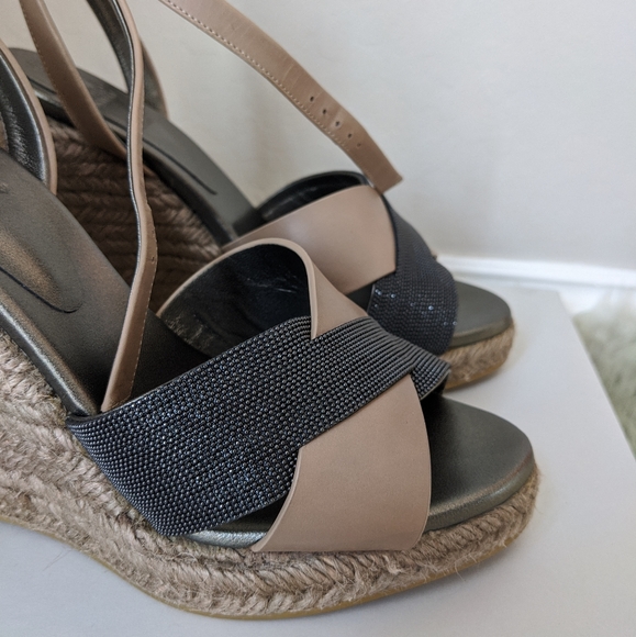 Brunello Cucinelli Leather Wedge Sandal. - Picture 4 of 15